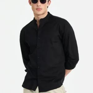 100% cotton mandarin voile shirt